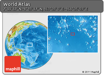 Physical Location Map of the Area around 8° 2' 17" N, 164° 7' 30" E