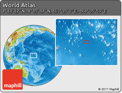 Physical Location Map of the Area around 8° 2' 17" N, 164° 7' 30" E