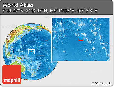 Physical Location Map of the Area around 8° 2' 17" N, 166° 40' 30" E