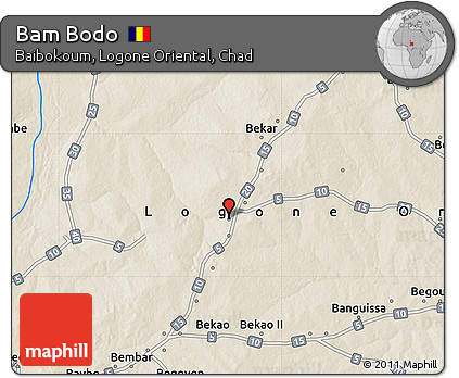 Shaded Relief Map of Bam Bodo