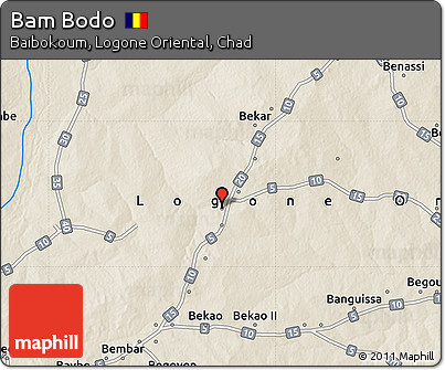 Shaded Relief Map of Bam Bodo