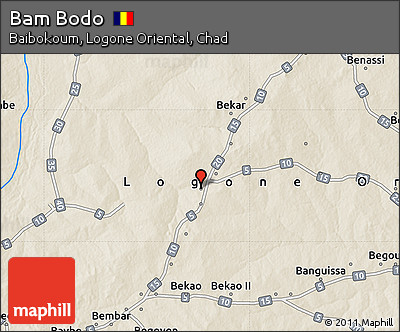 Shaded Relief Map of Bam Bodo