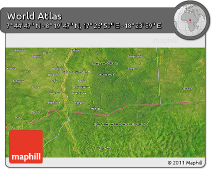 Satellite 3D Map of the Area around 8° 2' 17" N, 17° 55' 29" E
