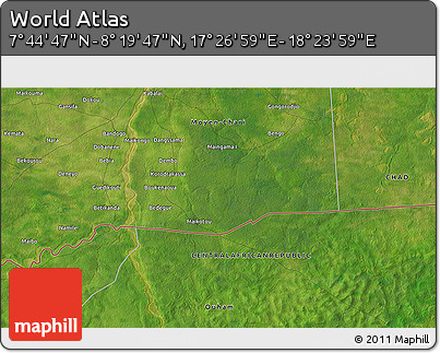 Satellite 3D Map of the Area around 8° 2' 17" N, 17° 55' 29" E