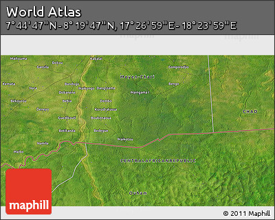 Satellite 3D Map of the Area around 8° 2' 17" N, 17° 55' 29" E
