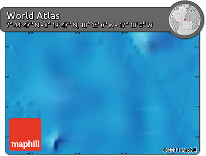 Shaded Relief Map of the Area around 8° 2' 17" N, 17° 46' 29" W
