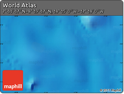 Shaded Relief Map of the Area around 8° 2' 17" N, 17° 46' 29" W