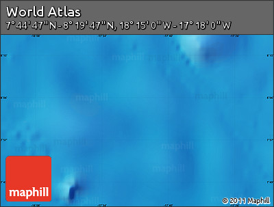 Shaded Relief Map of the Area around 8° 2' 17" N, 17° 46' 29" W