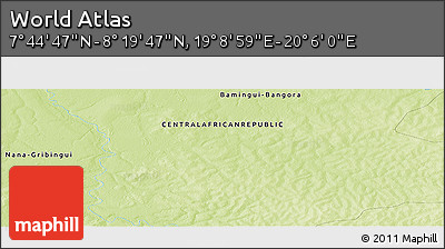 Physical Panoramic Map of the Area around 8° 2' 17" N, 19° 37' 30" E