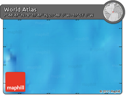 Physical Map of the Area around 8° 2' 17" N, 20° 19' 30" W