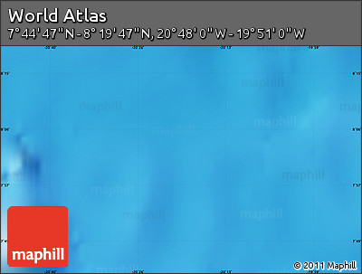 Physical Map of the Area around 8° 2' 17" N, 20° 19' 30" W