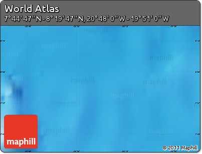 Physical Map of the Area around 8° 2' 17" N, 20° 19' 30" W