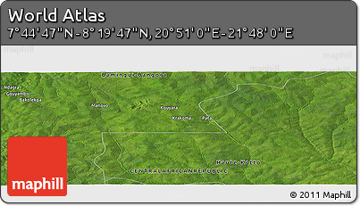 Satellite Panoramic Map of the Area around 8° 2' 17" N, 21° 19' 30" E