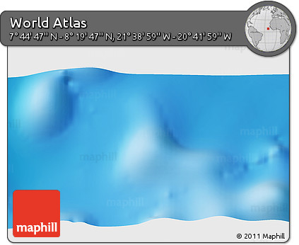 Shaded Relief 3D Map of the Area around 8° 2' 17" N, 21° 10' 29" W