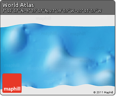 Shaded Relief 3D Map of the Area around 8° 2' 17" N, 21° 10' 29" W