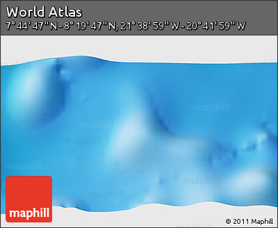 Shaded Relief 3D Map of the Area around 8° 2' 17" N, 21° 10' 29" W