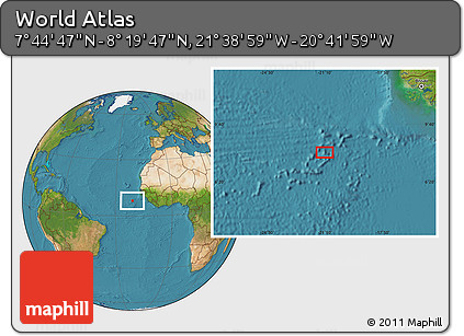 Satellite Location Map of the Area around 8° 2' 17" N, 21° 10' 29" W
