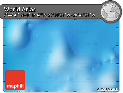 Physical Map of the Area around 8° 2' 17" N, 21° 10' 29" W