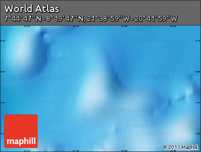 Physical Map of the Area around 8° 2' 17" N, 21° 10' 29" W
