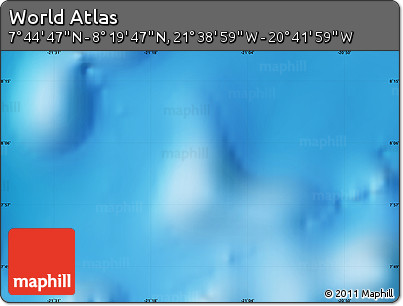 Physical Map of the Area around 8° 2' 17" N, 21° 10' 29" W
