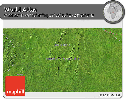 Satellite 3D Map of the Area around 8° 2' 17" N, 23° 52' 30" E