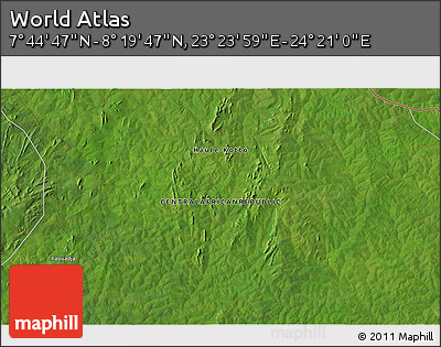Satellite 3D Map of the Area around 8° 2' 17" N, 23° 52' 30" E