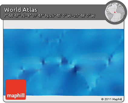 Physical 3D Map of the Area around 8° 2' 17" N, 26° 16' 29" W
