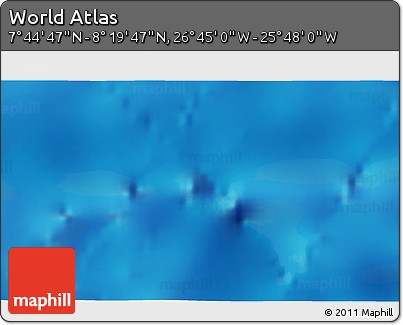 Physical 3D Map of the Area around 8° 2' 17" N, 26° 16' 29" W