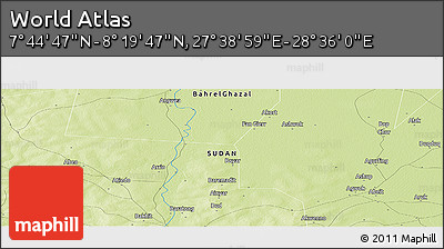 Physical Panoramic Map of the Area around 8° 2' 17" N, 28° 7' 30" E