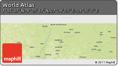 Physical Panoramic Map of the Area around 8° 2' 17" N, 28° 7' 30" E