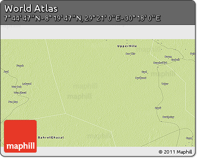 Physical 3D Map of the Area around 8° 2' 17" N, 29° 49' 30" E