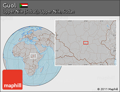 Gray Location Map of Guol, hill shading