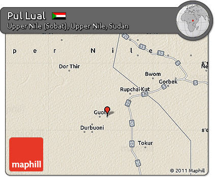 Shaded Relief Map of Pul Lual