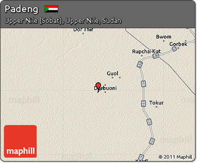 Shaded Relief Map of Padeng
