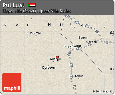Shaded Relief Map of Pul Lual