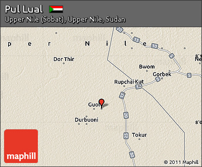 Shaded Relief Map of Pul Lual