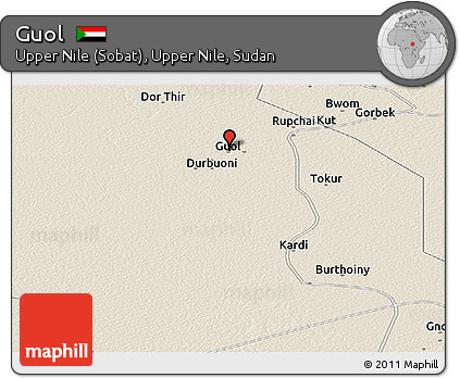 Shaded Relief Panoramic Map of Guol