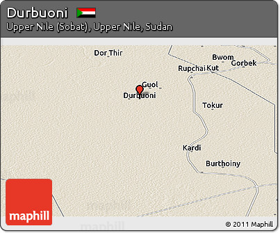 Shaded Relief Panoramic Map of Durbuoni