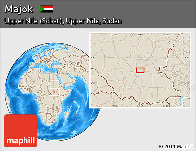 Shaded Relief Location Map of Majok