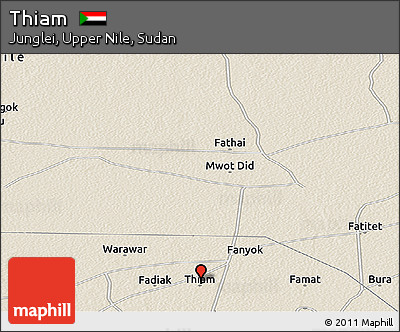 Shaded Relief Panoramic Map of Thiam