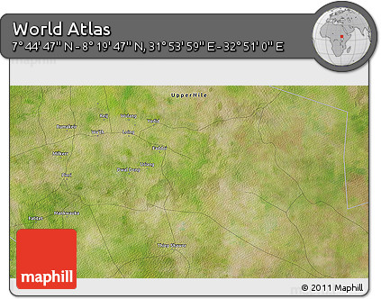 Satellite 3D Map of the Area around 8° 2' 17" N, 32° 22' 30" E