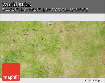 Satellite 3D Map of the Area around 8° 2' 17" N, 32° 22' 30" E