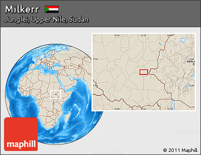 Shaded Relief Location Map of Milkerr