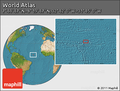 Satellite Location Map of the Area around 8° 2' 17" N, 32° 13' 30" W