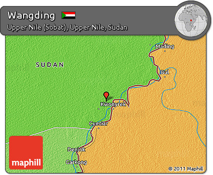 Political 3D Map of Wangding