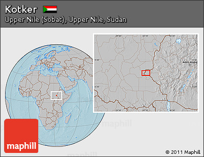 Gray Location Map of Kotker, hill shading