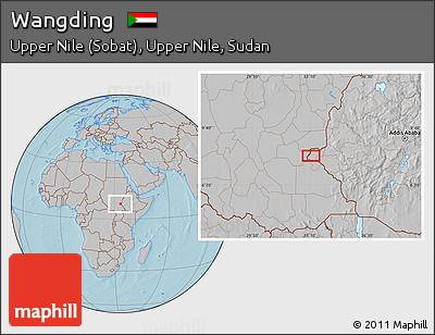 Gray Location Map of Wangding, hill shading