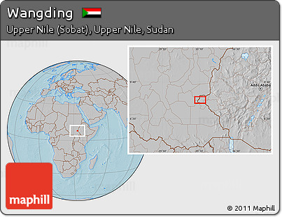 Gray Location Map of Wangding, hill shading