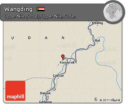 Shaded Relief Map of Wangding