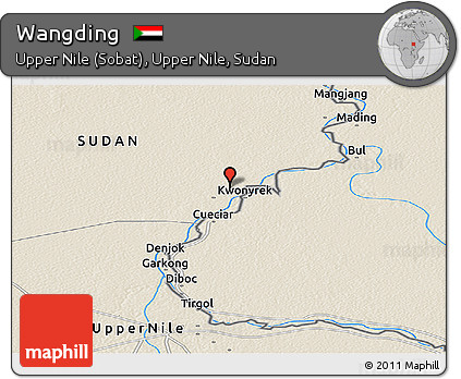 Shaded Relief Panoramic Map of Wangding